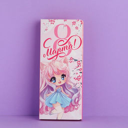 Цена за 5 шт. Открытка с местом под шоколад Кавай