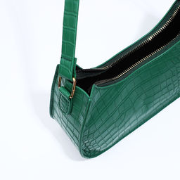 Сумка-багет на молнии, цвет зелёный - Simaland фото 5