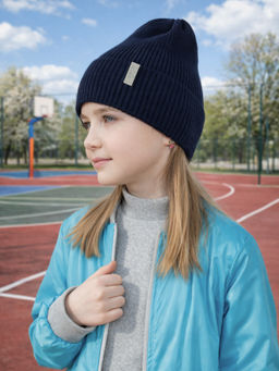 Шапка вязаная темносиняя