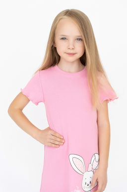 Сорочка для девочки розовая зайчонок