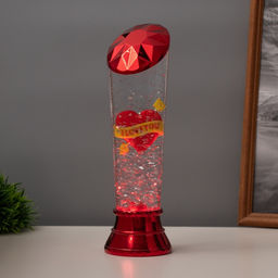 Лава лампа Сердце LED 3хААА, USB красный 6.5?6.5?23.7 см