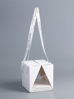 Коробка под бенто - торт с ленточками, белая, 15.5×15.5×16 см