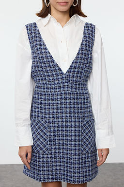 Mavi Ekose / Kareli Mini Dokuma Tuvit Jile Elbise TWOAW23EL00685 - Trendyolmilla фото 3