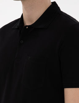 Siyah Regular Fit %100 Pamuk Polo Yaka Basic Ti__rt
