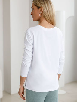 Лонгслив из премиального хлопка с принтом фольгой