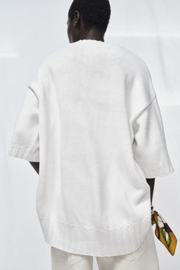 KNIT SHORT SLEEVE JUMPER WITH ASYMMETRIC HEM - Zara фото 9
