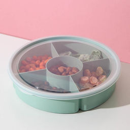 Менажница с крышкой IDEA, 5 секций, пластик, бирюзовый