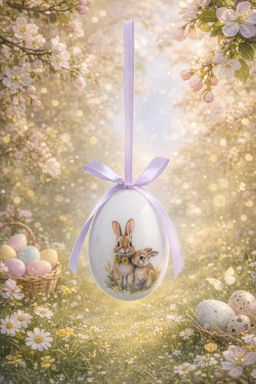 Подвеска, пасхальное яйцо, 6 см, пенопласт, Кролики, Interior Easter - Anna lafarg фото 6