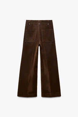 ZW COLLECTION WIDE-LEG HIGH-WAIST FLOCKED JEANS - Zara фото 7