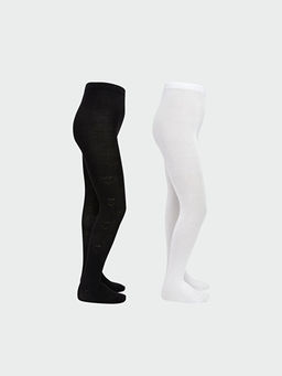 Desenli K?z ?ocuk K?lotlu ?orap 2li