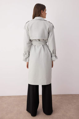Trendyolmilla Haki Kemerli Ruzgarl?k Detayl? Su Itici Uzun Trenckot TWOSS21TR0005  фото 91