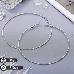 Серьги кольца Классика d=8 см, цвет серебро