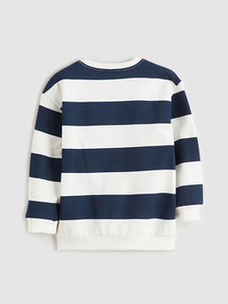 Bisiklet Yaka ?izgili Erkek ?ocuk Sweatshirt