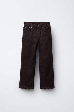 STRAIGHT-LEG DENIM TROUSERS WITH WAVY EMBROIDERY