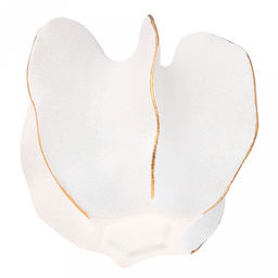 Ваза керамическая "Карамбола" 320мл, 13,2х13см h12,5см, д/горла - 3,3см, фактурный глянец, цвет - белый с золотом, в коробке (Китай)