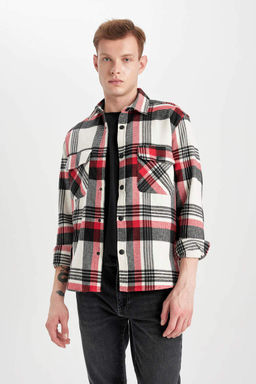 Хлопковая рубашка с длинными рукавами в клетку Relax Fit