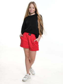 Шорты для девочки подростковые 22-7634 красный - Mini maxi фото 12