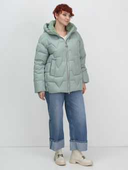 Куртка зимняя женская из овчина стильная и модная зеленого цвета 7309Z - Visdeer фото 12