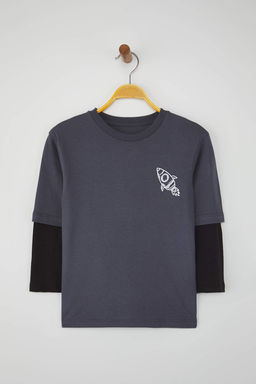 Zumrut Yesili 100% Pamuk Bask?l? Regular Fit Orme Erkek Cocuk T-Shirt TKDAW26TS00012 - Trendyolmilla фото 7