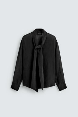 SEMI-SHEER SHIRT WITH BOW - Zara фото 7