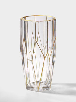 Ваза стекло настольная "Ронья" 23х11,5 см, прозрачно-золотой