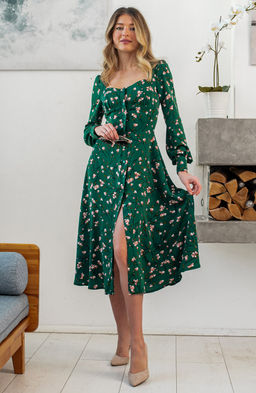 Эффектное платье изумрудный/цветы - Donna saggia фото 3