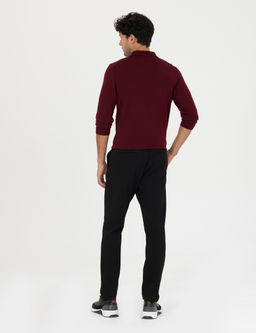Siyah Slim Fit Beli Lastikli Ba_c_kl_ Kanvas Pantolon