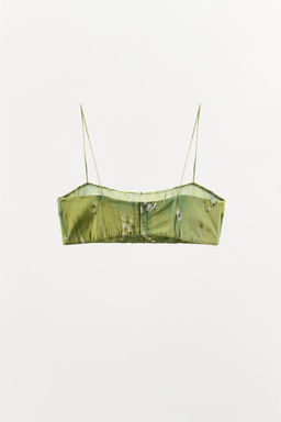 SATIN BANDEAU BRA WITH FLORAL PRINT - Zara фото 5
