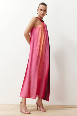 TRENDYOLMILLA Pembe Duz Kesim Yaka Detayl? Maxi Dokuma Elbise TWOSS24EL00387 фото 10