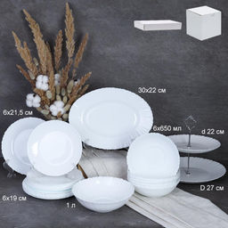 Столовый набор 21 предмет с блюдом с вазой для фруктов А / 20/758578120 ТП Белый /уп 2/ - Галеонтрейд фото 3