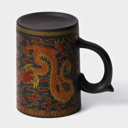 Кружка с крышкой и ситом «золотистое дракон», 350 мл, керамика