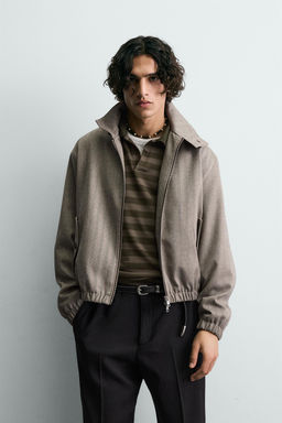 HERRINGBONE TEXTURED CROPPED FIT JACKET - Zara фото 10