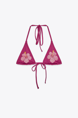 BEADED FLORAL BIKINI TOP - Zara фото 4