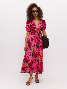 Платье миди из хлопка с объемными рукавами - TO BE ONE фото 4