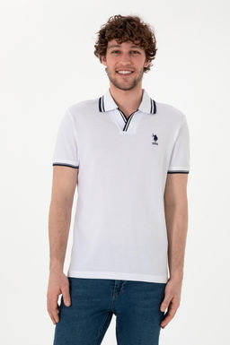 Erkek Slim Fit Polo Yaka Beyaz Ti__rt Sepette S_rpriz _ndirim