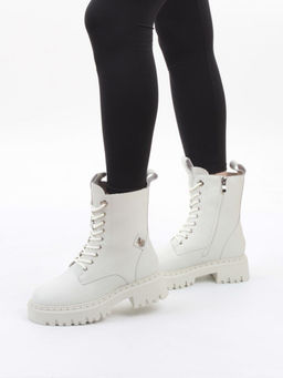 04-PAX85-2Z MILK Ботинки зимние женские (натуральная кожа, 100% шерсть)