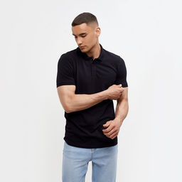 Футболка поло мужская MINAKU REGULAR FIT: чёрная, р-р 44