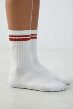 PACK TRES CALCETINES MEDIO RAYAS DEPORTIVAS / Blanco - Zara фото 9