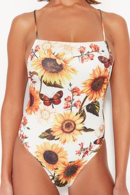 Cicek Desenli Kare Yaka High Leg Mayo TBESS23MA00311