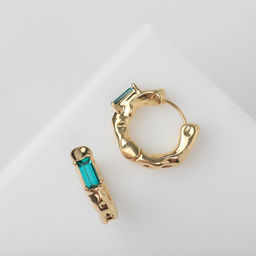 Серьги со стразами Блеск вечера азарт, зелёные в золоте