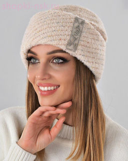 Отворот мохер мульти полоска термо Шапка флис (56-58)