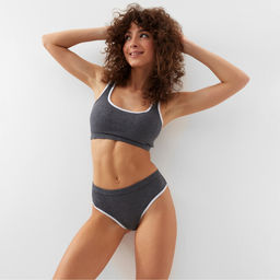 Комплект нижнего белья женский (топ, трусы) Collorista, тёмно-серый, размер 44-46