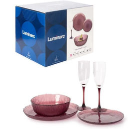 Набор столовый ВУЛКАН ЛИЛАК 16 пр. с бокалами для шампанского арт.O0251 - Luminarc фото 3