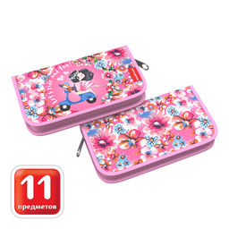 АКЦИЯ Цена за 1 шт. Пенал-книжка с наполнением ErichKrause® 110x205x25мм Flower Scooter
