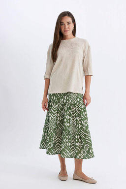 Женская футболка обычного кроя с круглым вырезом и короткими рукавами - Defacto фото 2