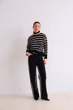 Martichelli Свитер чёрный в бежевую полоску  фото 19