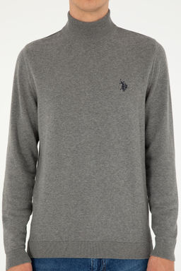 Свитер мужской U.S. Polo Assn. серый меланж хлопок фото 13