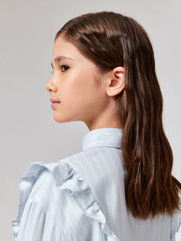 ACOOLA / Блузка детская для девочек Vasilika голубая полоска  фото 5