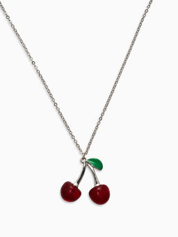 Цена за 2 шт. Кулон на цепочке "Черешня", цвет бордово-зелёный в серебре 40+удл