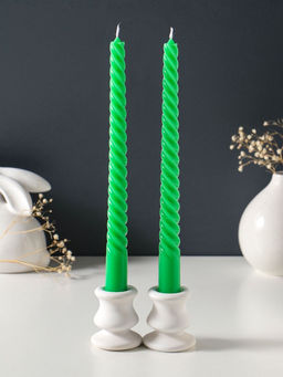 Цена за 2 шт. Свеча витая 25 см (набор 2 шт) 57 гр, 5 ч, цв. зелёный